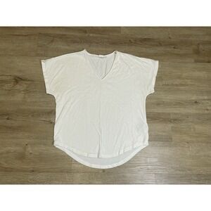 Gap White Top Womens Size XS Oversized V-Neck Short Sleeve Shirt Blouse